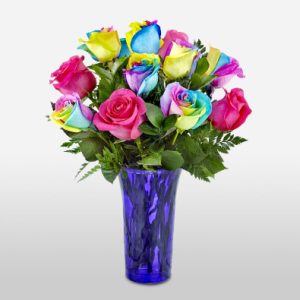 Luxury Rainbow Roses - 12 Stems