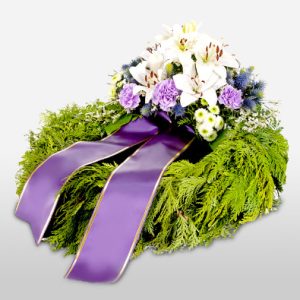 White and Lilac Flowers Sympathy Wreath