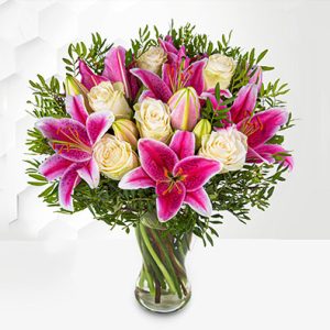 For Gorgeous - Pink Lilies and Roses